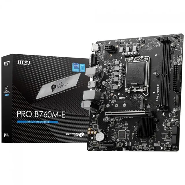 Placa-Mãe MSI Pro B760M-E, LGA 1700, M-ATX, DDR4, 12, 13 e 14 Geração, Nova, Lacrada