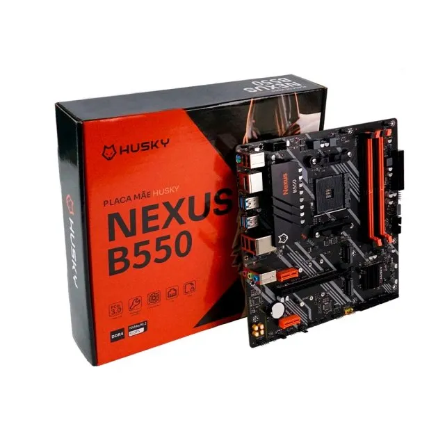Placa-Mãe Husky Nexus B550, 2 Slots M.2 NVMe, DDR4, Nova, Lacrada