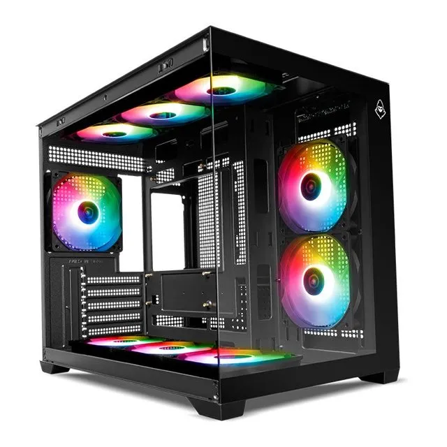 Gabinete Mancer CV450, Mini-Tower, Lateral de Vidro, Com 9 Fans, Preto, Novo, Lacrado