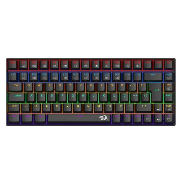 Teclado Mecânico Redragon Phantom Rainbow, USB, Switch Brown, Abnt2, 75%, Novo, Lacrado