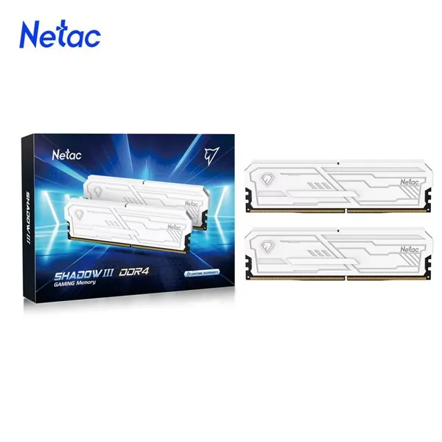 Memória Netac ddr4, Shadow 3 White , 2x 8 GB (16 GB), 3200 MHz, Nova, Lacrada