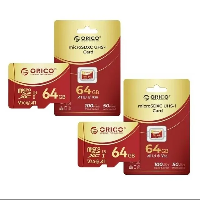 Cartão de Memória ORICO 64 GB Micro SD, até 100 MB/s, Gravação 4K, U3, Class10, V30, Novo, Lacrado