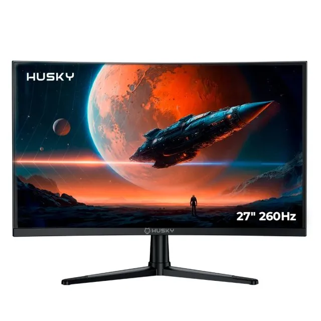 Monitor Curvo Husky Boreal 27 Pol., Full HD, 260Hz, 1ms, VA, DisplayPort e HDMI, HDR, Novo, Lacrado