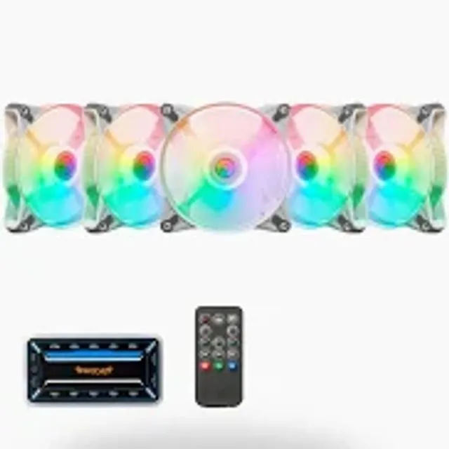 Kit 5 Fans/Ventoinhas TGT Humber, ARGB, 5x120mm, Branco, Novo Lacrado